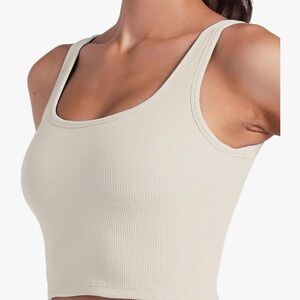 Women's Cream Ribbed sport bra